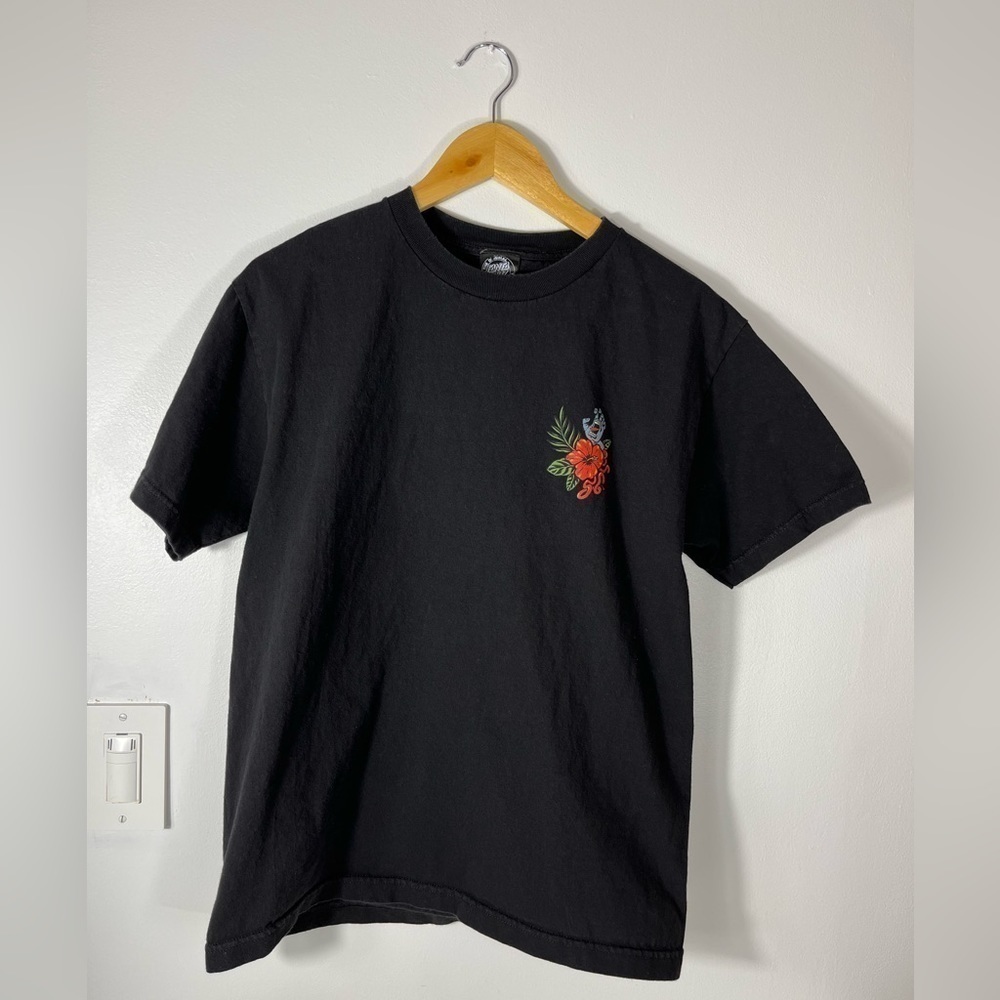 Santa Cruz Collab Saints & Sinners Hand Skateboard Black T Shirt Adult Medium